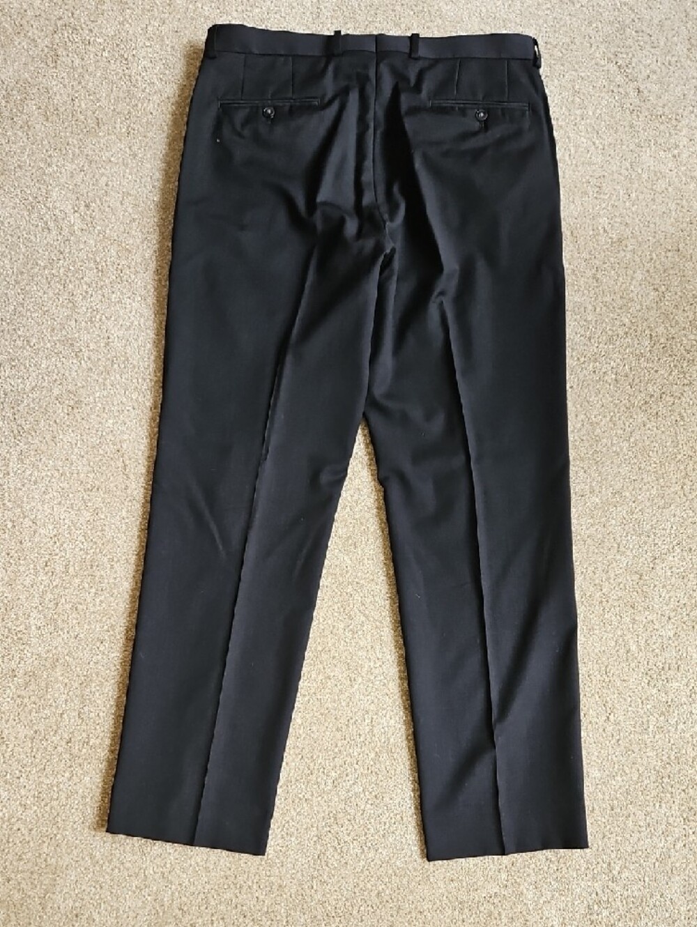 Custom Made Size 36x32 Men's Black Dress Pants Wool With Satin Lining - Picture 2 of 10